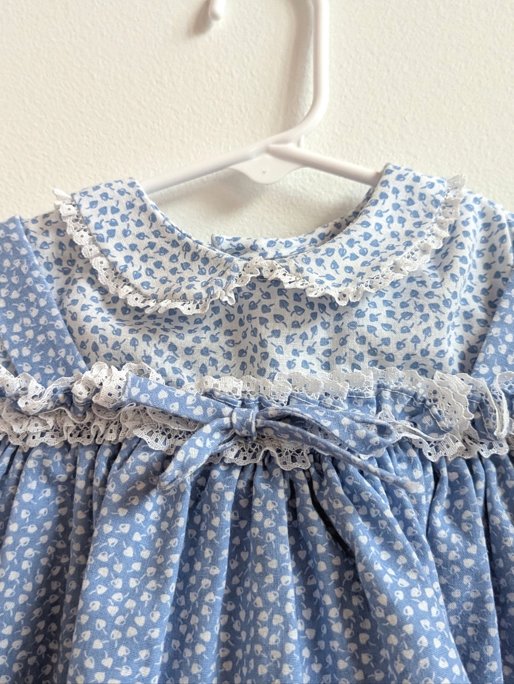 Vtg Toddle Tykes Dress 12m Baby Girl Blue Floral Cottagecore - Picture 2 of 6